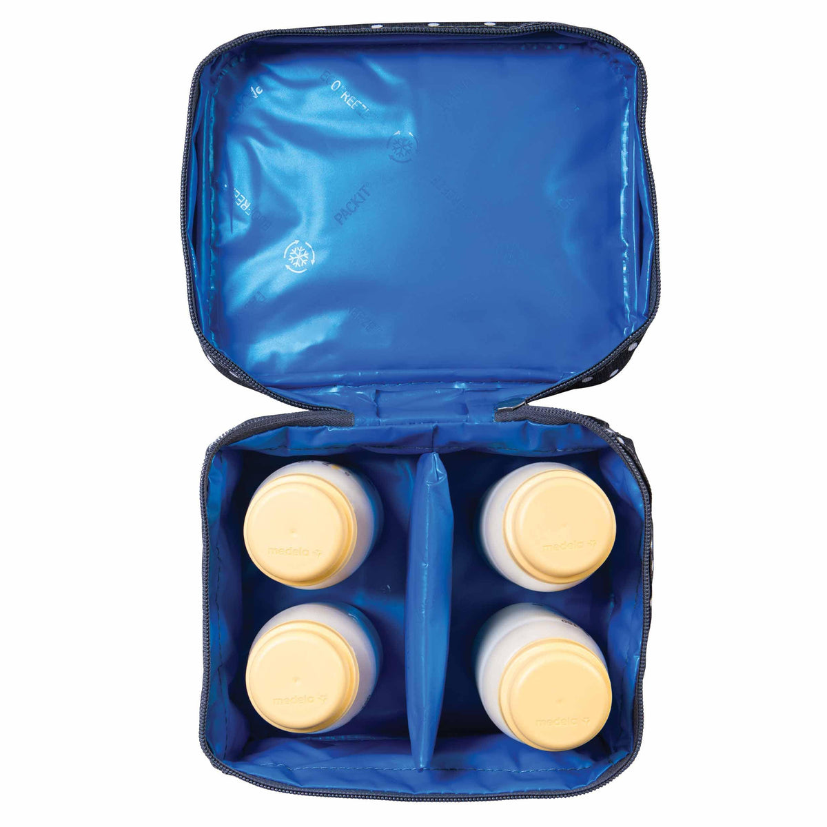 freezable-breastmilk-and-formula-cooler-s9 2023_Breastmilk-Cooler_Polka-Dots_Top-Down_4-Bottles_Lores.jpg