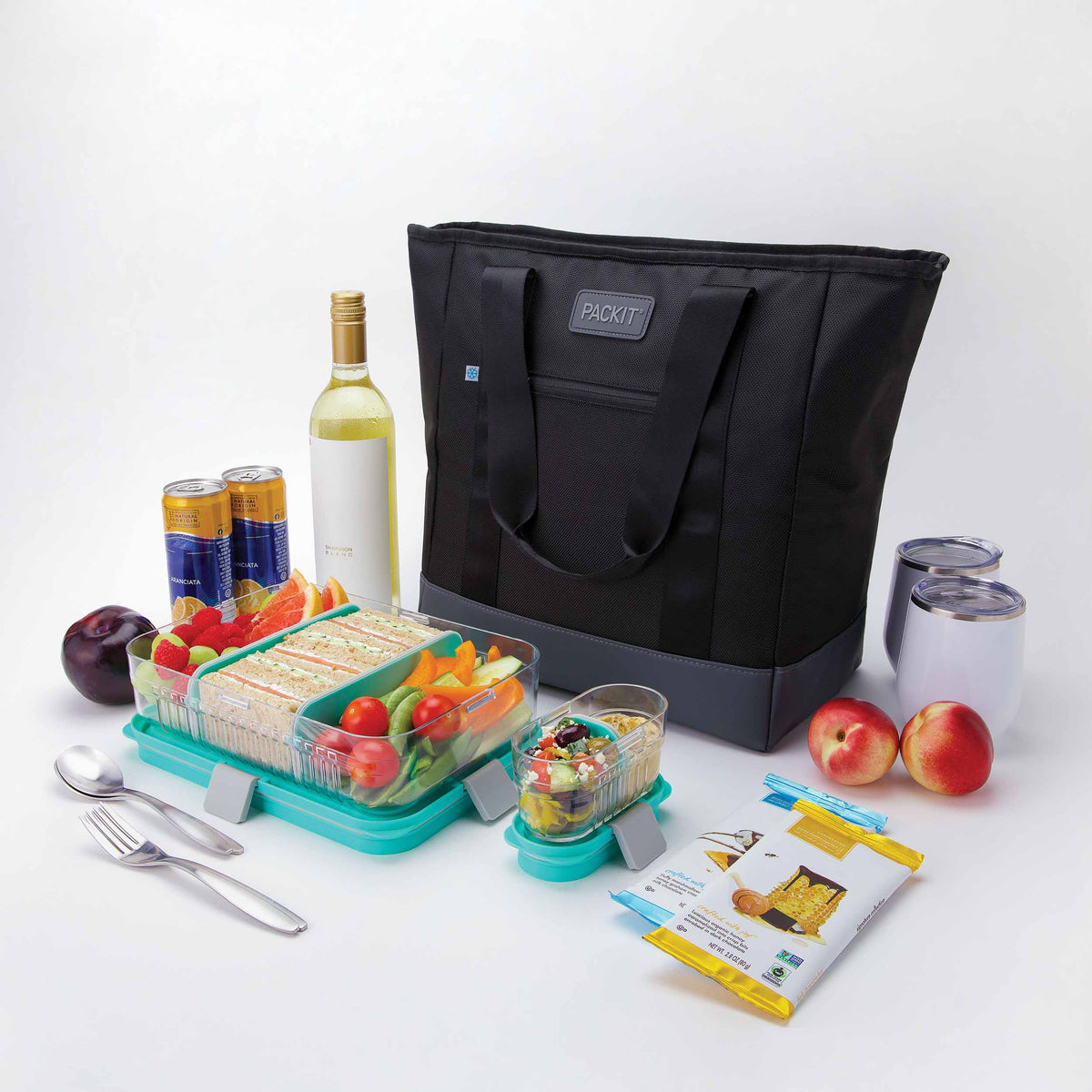 freezable-carry-tote-a5 freezable-carry-tote-black-gray-food-combo-angled.jpg