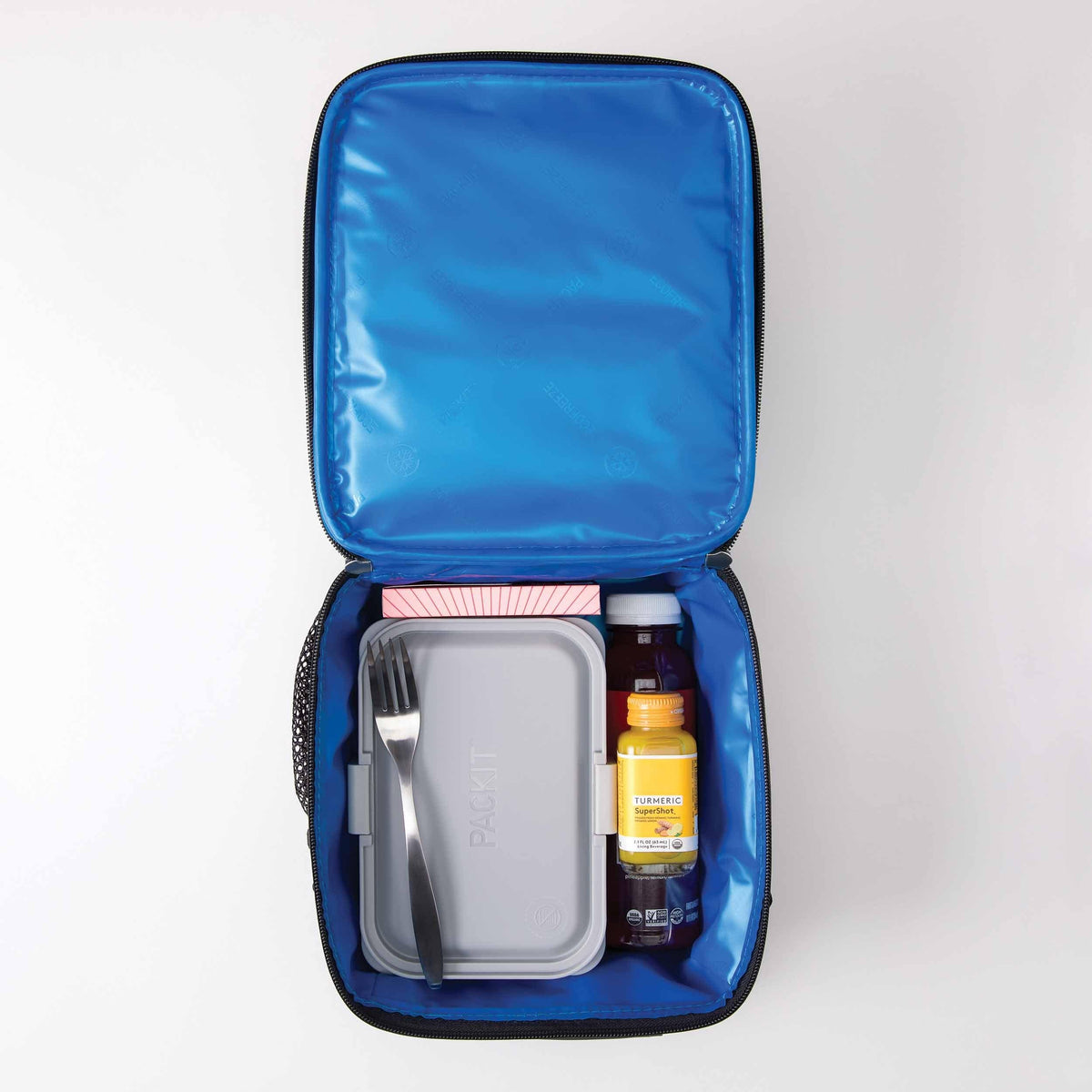 freezable-upright-lunch-box-q5 freezable-upright-lunch-box-black-gray-top-view-with-food.jpg